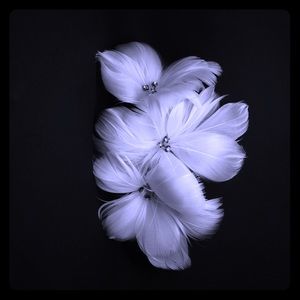 Handmade feather and bling flower bridal hair comb